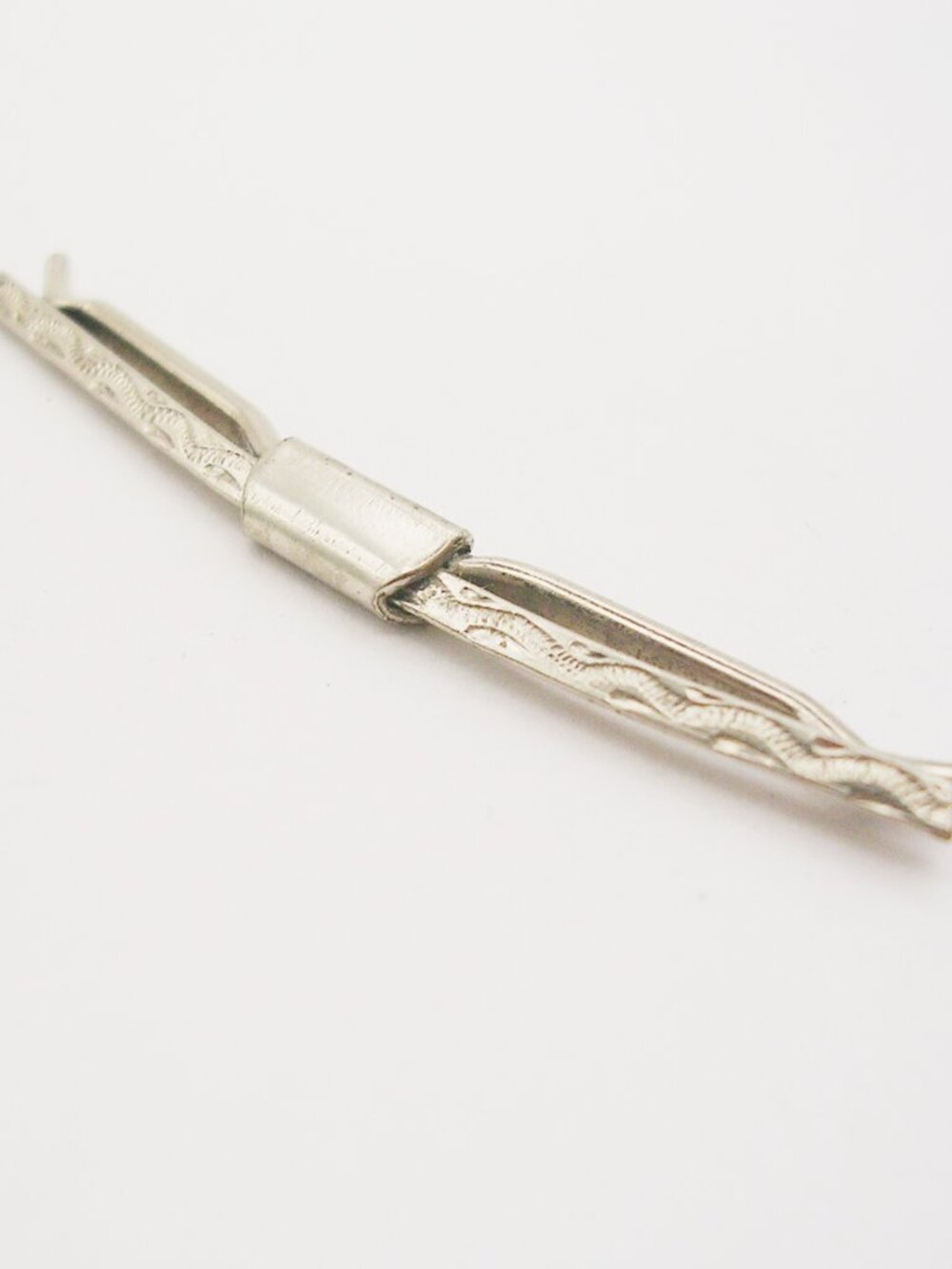 Art Deco Collar Bar Clip silver tone slide on Style Men Formal Suit Accessory